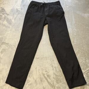 Sandro Paris Black Wool Pants womens SZ 46 Pull-On Elastic Waist Trousers